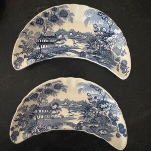 Vintage Royal Staffordshire "Tonquin" blue transferware bone dishes England